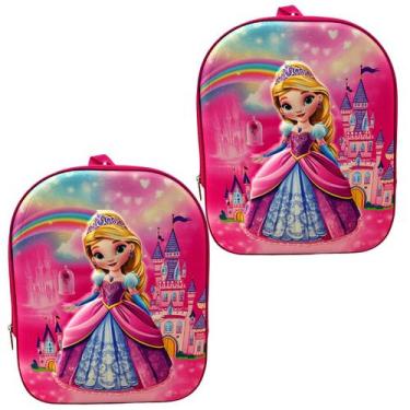 Imagem de kit 2 mochilas de costa infantil 3d alto relevo creche escola pequena 