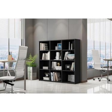 Imagem de Livreiro Multiuso 9 Prateleiras Trinidad Preto Casa Moderna - Casa Mod