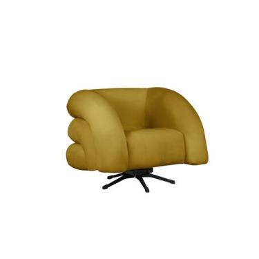 Imagem de Poltrona Base Giratória e Balanço Micheli Veludo Amarelo - Mazzero Dec