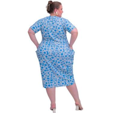 Imagem de Vestido Feminino Moda Evangelica Plus Size - WM, G2, Azul celeste