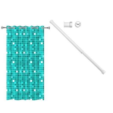 Imagem de Suporte Varão Banheiro 60 x 90 + Cortina Box Pastilha Verde - Maxeb