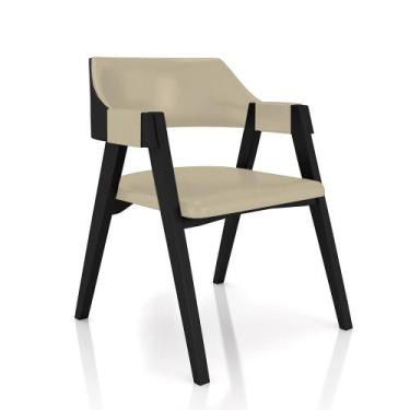 Imagem de Cadeira Sala de Jantar e Jogos Carteados Madeira Maciça Poker PU Bege/