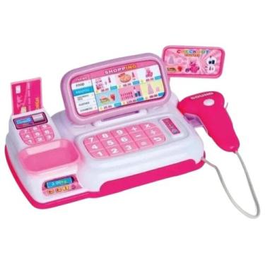 Imagem de Mini Caixa Registradora De Brinquedo Infantil Menina Com Som E Luz Ros
