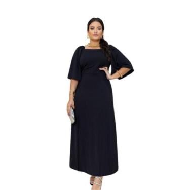 Imagem de Vestido Longo Fenda Lateral Moda Feminina Malha Mousse - ANNEGUERRAMOD