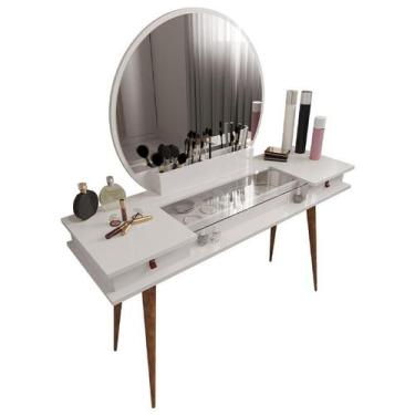 Imagem de Penteadeira Diana Com 2 Gavetas Porta de Vidro e Nichos - Loja DoceLar