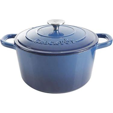 Imagem de Crock-Pot Forno holandês de ferro fundido esmaltado redondo artesanal, 5 quartos, azul