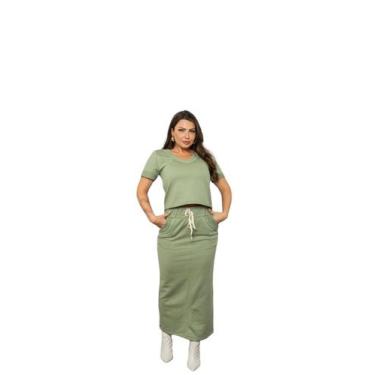 Imagem de Conjunto Saia Midi Amarração Frontal Bolsos Laterais e Blusa - luh may