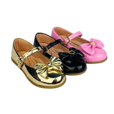 Imagem de Kit Com 3 Pares Sapatilha Infantil Menina Boneca Verniz Confortável SP