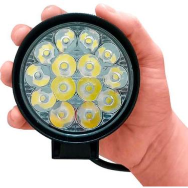 Imagem de Mini Farol de Milha Automotivo Universal Aux 42W Redondo 14 Leds 9-36v