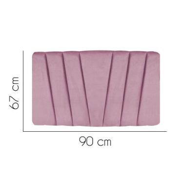 Imagem de Painel Estofada Bélgica 90 cm Solteiro Quarto para Cama Box Suede Rosa