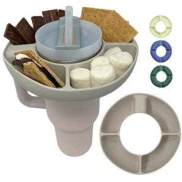 Imagem de Tigela de silicone para lanches de resina e palheta compatível com copo Stanley de 1,134 g (rosa macio)