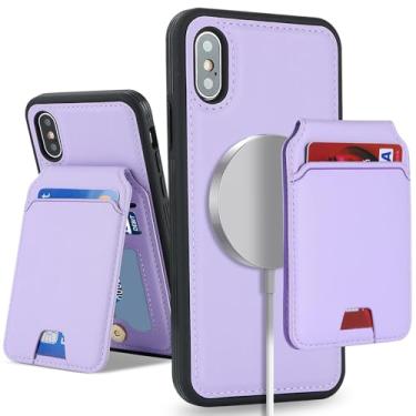 Imagem de SailorTech Capa para iPhone X/XS com suporte para cartão de crédito mag seguro, capa de couro para iPhone Xs para telefone carteira feminina compatível com mag segura carteira destacável 2 em 1 para