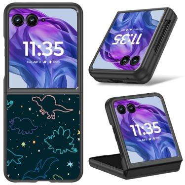 Imagem de Capa fina para Moto Razr Plus 2024 com estampa divertida de dinossauros, capa rígida de policarbonato à prova de choque sem fio para celular feminina e meninas para Motorola Razr 50 Ultra 2024