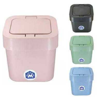 Imagem de Lixeira Para Bancada Pia Cozinha Compacta 4L Com Tampa Click - Microma