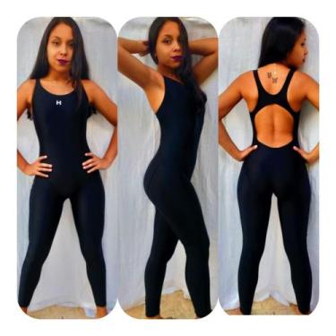 Imagem de Traje macaçao feminino preto ou marinho para natação ou hidroginástica