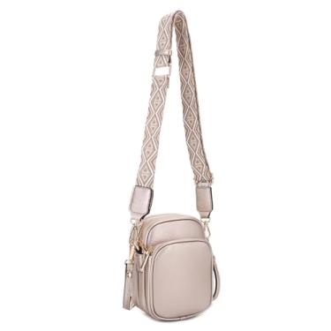 Imagem de Mali+Lili Bolsa tiracolo pequena para mulheres, bolsa de ombro com compartimento triplo com alça dupla, Ouro/Tri