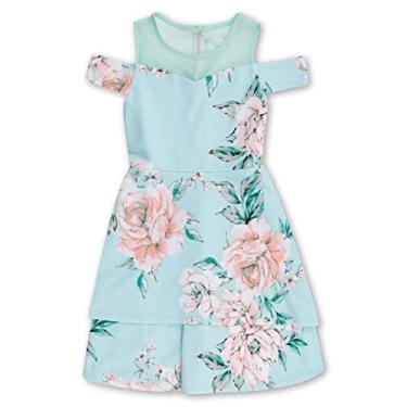 Imagem de Speechless Vestido de festa floral com ombros de fora para meninas, Menta/pêssego, 7