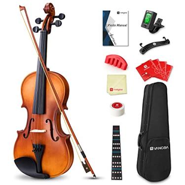 Imagem de Vangoa Conjunto de violino 4/4 tamanho completo Spruce violino acústico violino kit iniciante para adultos, estudantes, crianças, adolescentes com estojo rígido, resina, descanso de ombro, laço,