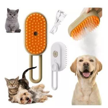 Imagem de Escova A Vapor  Gatos Cachorro Pet 3 Em 1 Removedor Pelos Banho Renova