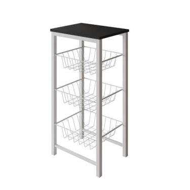 Imagem de Fruteira de Chão Cozinha Montada Aço Branco Tampo Preto Roma - Império