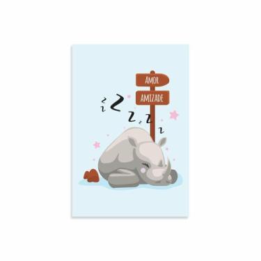 Imagem de Placa Decorativa MDF Infantil Rinoceronte Amor 30x40cm - Quartinhos