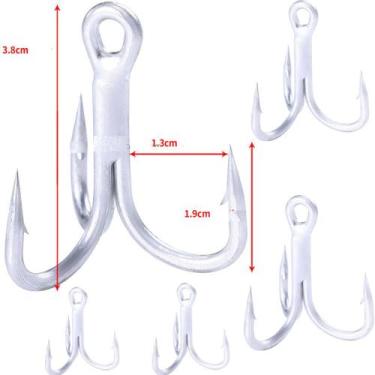 Imagem de 5 Garateias 4x Reforçada Resistente Numero 2/0 Aço Carbono Para Pesca 