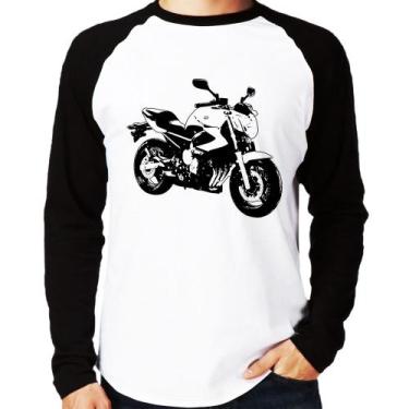 Imagem de Camiseta Raglan Moto XJ6 N Art Manga Longa - Foca na Moda, Branco, Pre
