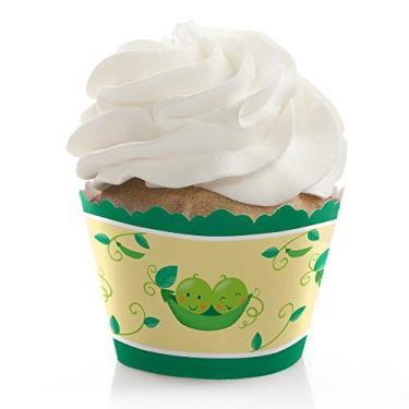 Imagem de Double the Fun - Twins Two Peas in a Pod - Decorações de Cupcake para Chá de Bebê ou Primeiro Aniversário - Embalagem de Cupcake de Festa - Conjunto de 12