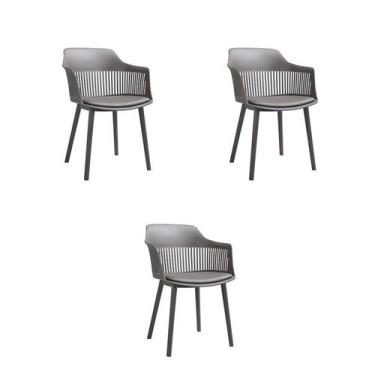 Imagem de Kit 3 Cadeiras Jantar Marcela Cinza Polipropileno - Rivatti
