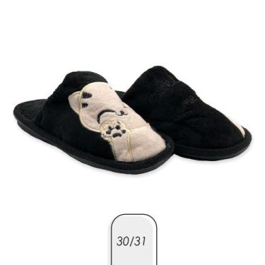 Imagem de Pantufa Gatinho Infantil Peluciada Inverno Preto Tam. 30/31 - REDSTAR