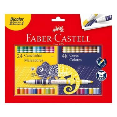 Imagem de Canetinha Hidrográfica Faber-castell Bicolor 24 Canetas 48 Cores - FAB