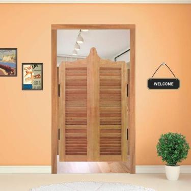 Imagem de Porta Bang-Bang Veneziana c/ Batente e Dobradiça Vai e Vem Aço Preto M