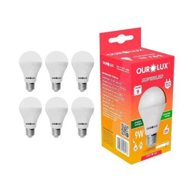 Imagem de Kit Com 6 Lâmpadas LED Bulbo SUPERLED 9W Branco Frio 6500K - Ourolux, 