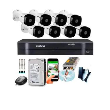 Imagem de Kit 8 Câmeras Intelbras 1120b e Dvr Intelbras Mhdx 8 Canais C/Hd