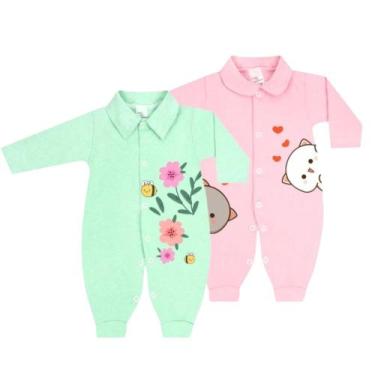 Imagem de Kit 2 Macacões Estampado Suedine Roupa Para Bebês Inverno - Koala Baby