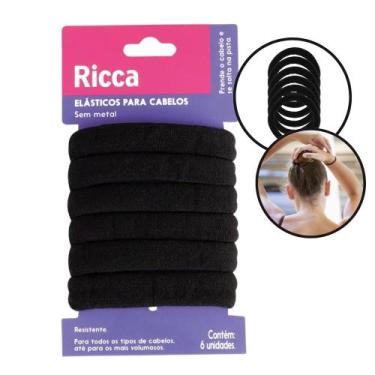 Imagem de Kit 6 Elásticos para Cabelo Grosso Sem Metal Preto Ricca