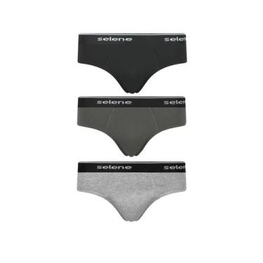 Imagem de Kit Selene Cueca Slip 3 Peças 11900 Chumbo/Mescla/Preto, EG, Chumbo, M