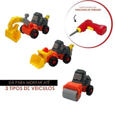 Imagem de Kit Trator Construção Completo Escavadeira Guincho E Rolo 3