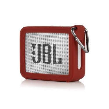 Imagem de TXEsign Estojo de transporte de silicone protetor de viagem compatível com alto-falante portátil à prova d'água JBL GO 2 (vermelho)