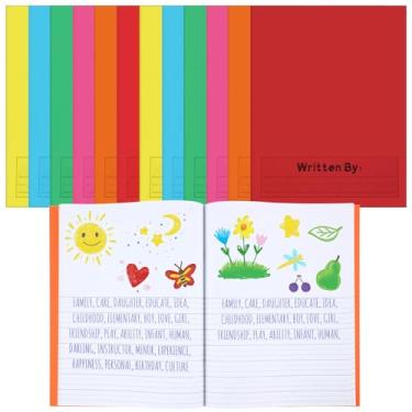 Imagem de Henoyso Caderno de composição primária, 12 peças, K-2, 24 x 19 cm, caderno de escrita em branco para crianças escreverem desenhos e agendas, caderno de 60 páginas, material escolar (colorido)