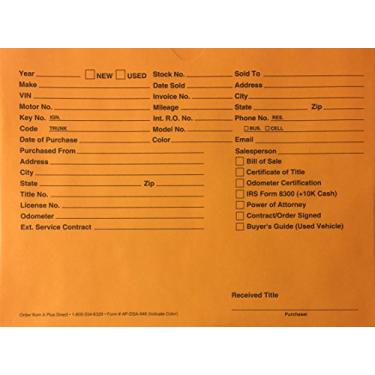 Imagem de A Plus Jaquetas de arquivo de papel para veículos revendedores de automóveis laranja DSA-546, quantidade 500 (U6)