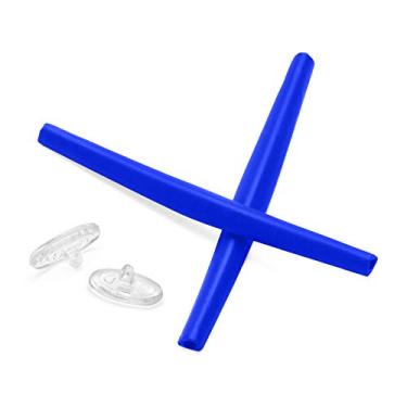 Imagem de ToughAsNails Kits de borracha de substituição Deep Blue e protetores de nariz transparentes para óculos de sol Oakley Whisker