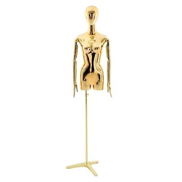 Imagem de Multiuso Manequim chapeamento de vidro aço vestido manequim com suporte tripé possível vestido feminino forma manequim torso para lojas decoração Janela