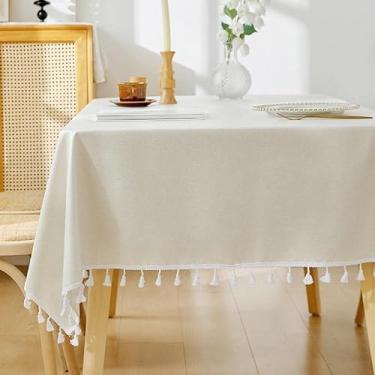 Imagem de Toalha De Mesa De Linho De Algodão Impermeável, Design Simples E Simples, À Prova De Óleo E Durável Para Jantar, Cozinha, Piqueniques Ao Ar Livre E Festas(Beige,140 * 140cm/55 * 55in)