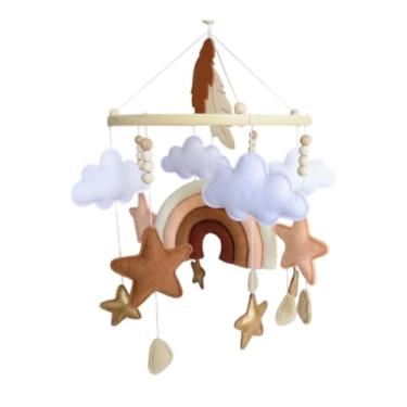 Imagem de Amagogo Berço do bebê móvel pingente brinquedo fotografia adereços brinquedo sensorial decoração do berçário pendurado cama sino móvel berço de madeira vento, Arco-íris