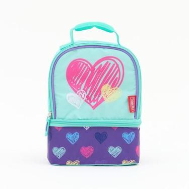 Imagem de Bolsa Térmica Infantil Thermos Corações Coloridos Azul-claro, 1, Therm