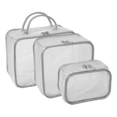 Imagem de Kit nécessaire feminina para organização de viagem - ASSENCIO, Cinza f