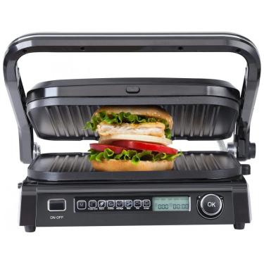 Imagem de Sanduicheira e Grill Elétrico 7 em 1 de com Superfície Antiaderente e Removível, Controle de Temperatura e Display LCD, 1800W, 110v, VEVOR, Preta