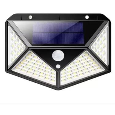 Imagem de Luminária Solar 100 LEDs com Sensor de Movimento, à Prova d'Água, Refletor de Parede para Jardim e Áreas Externas, Luz Econômica e Sustentável (01)