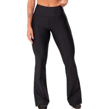 Imagem de Calça legging flare preta cintura alta bailarina suplex modela bumbum 